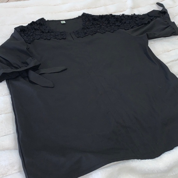 Black Dressy Shirt with crochet detail - Picture 1 of 6